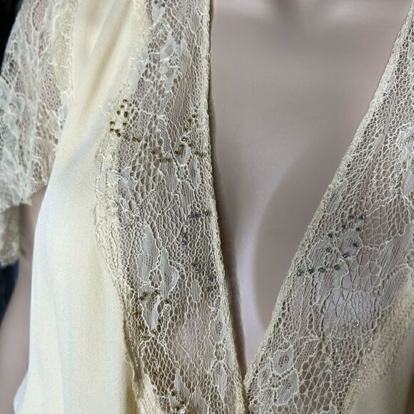 Foley + Corinna silk blouse top wrap lace beads - Picture 5 of 15